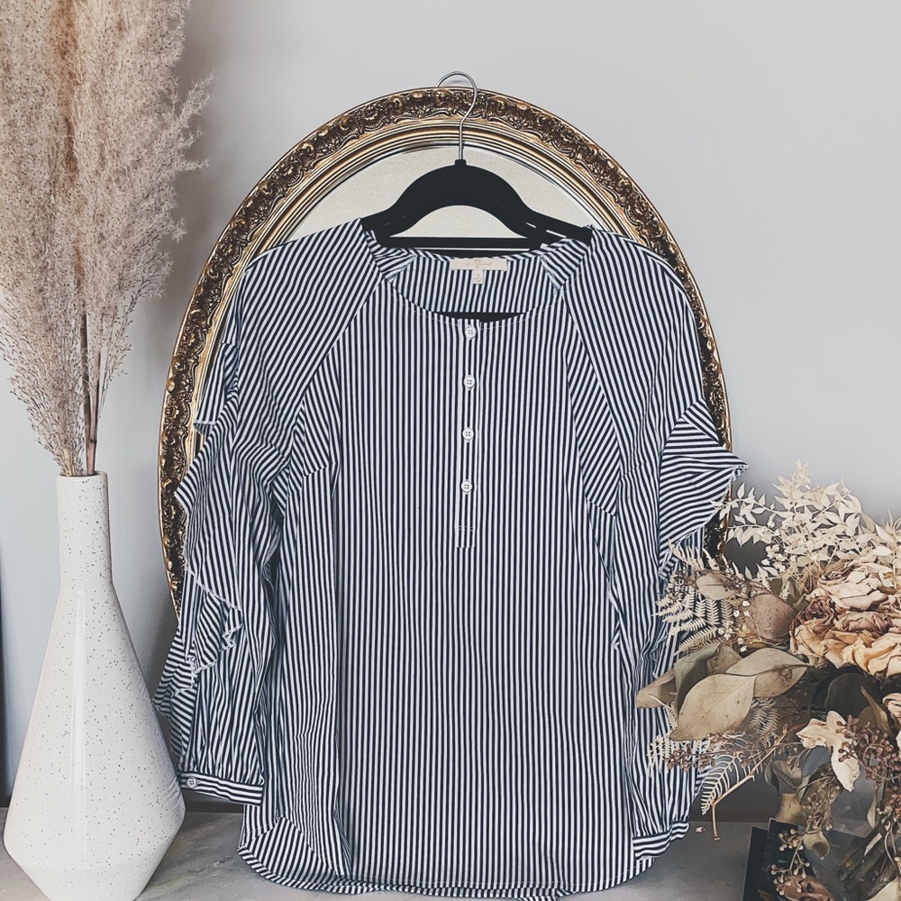 7 For All Mankind: Ruffle Long Sleeve Blouse